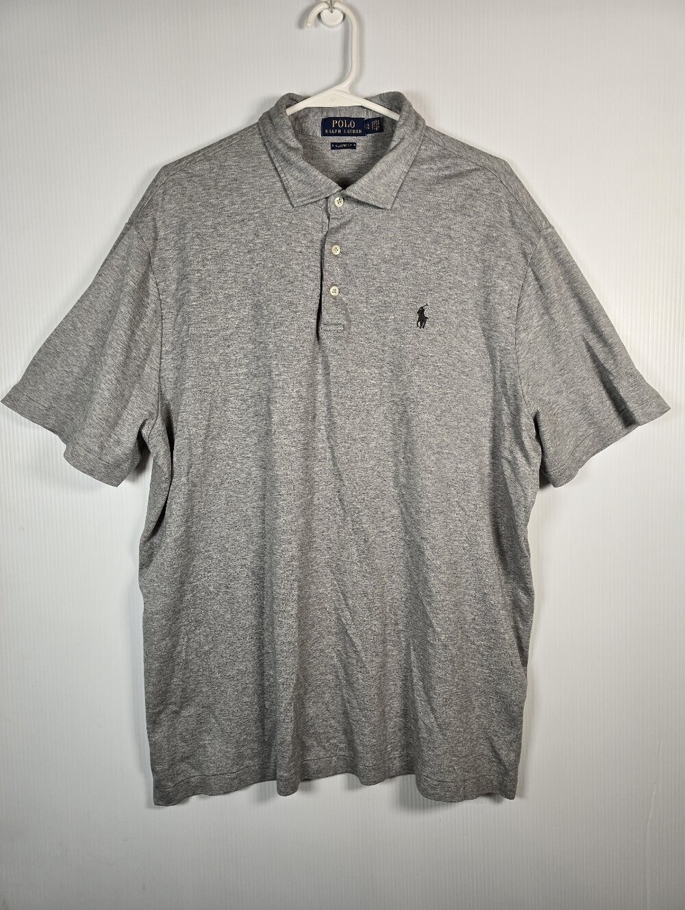 Polo Ralph Lauren Mens ClassicHeather Grey Short Sleeve Cotton Polo Shirt SizeXL